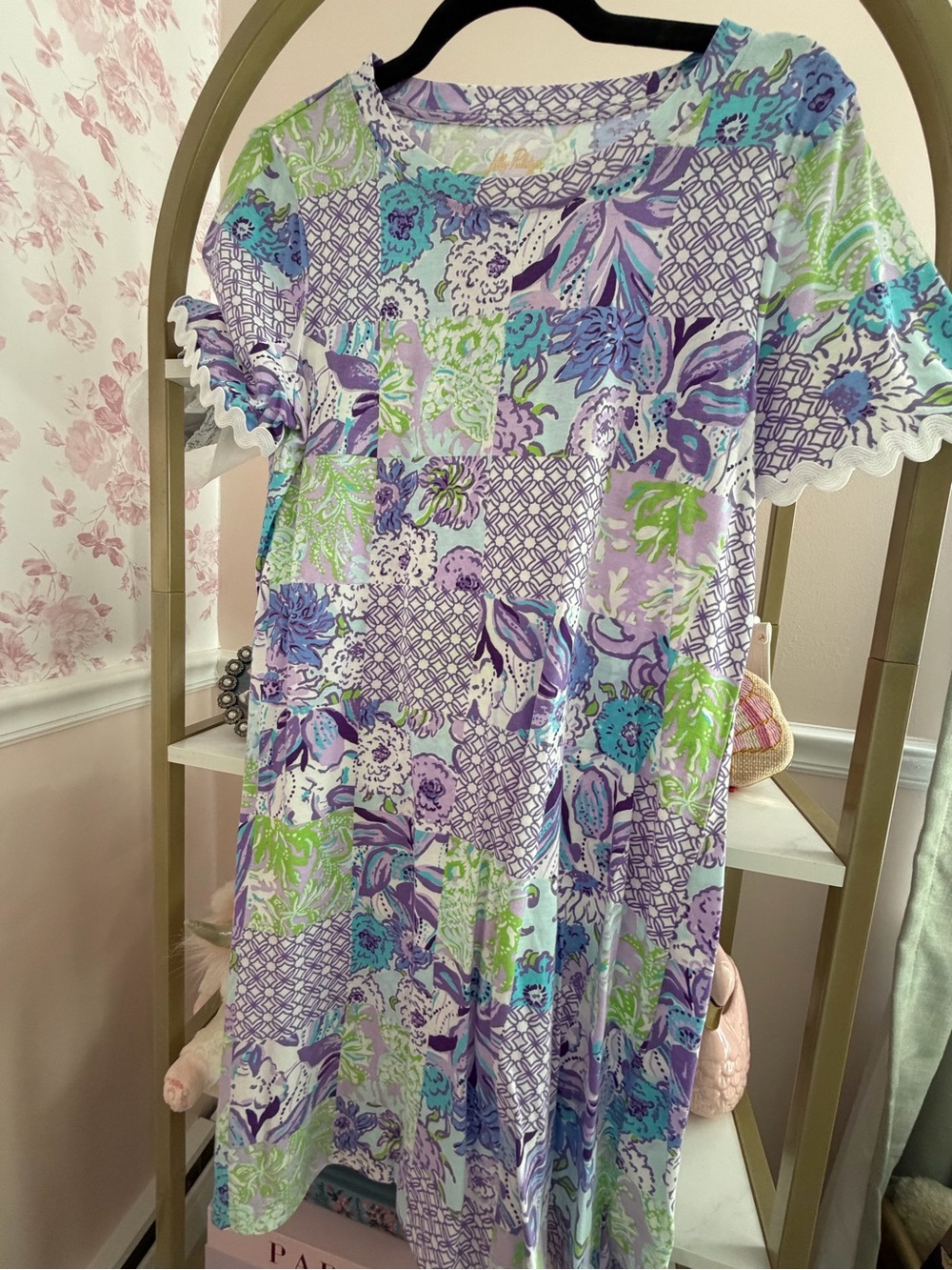 Lilly Pulitzer Lavender, Aqua & Lime Floral Patchwork Mini Dress